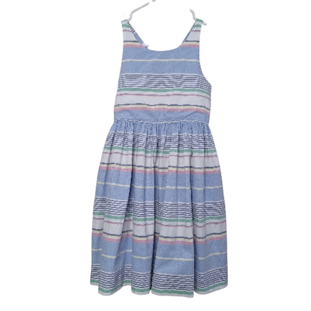 Polo Ralph Laren Girls Striped Sleeveless Summer Dress | Blue & Pink 6X